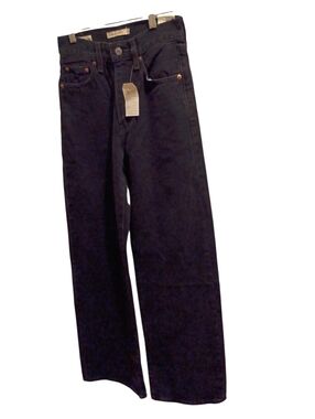 Levi's Premium Women's Size 24 Ribcage WIDE Leg Jeans Black Big E High Rise NWT